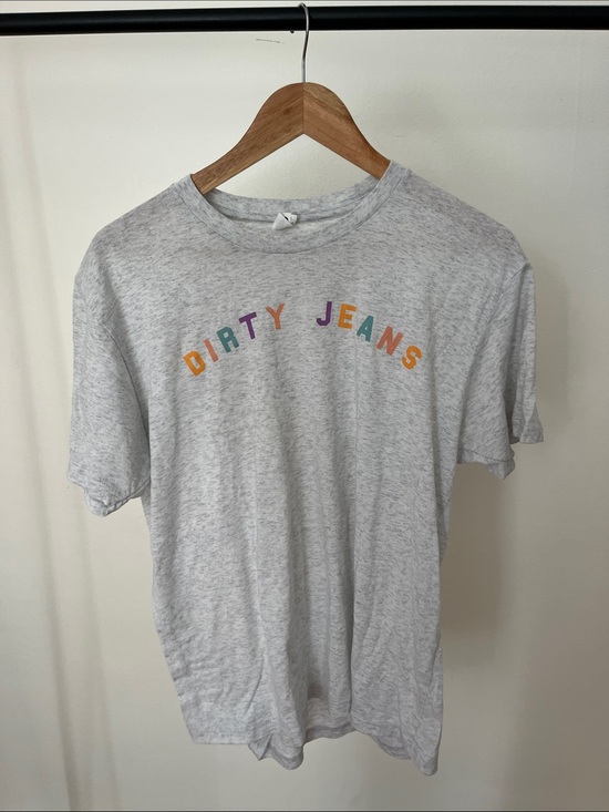 Next Level Apparel Tops - Gray 'DIRTY JEANS' Graphic Tee -- Claudia Oshrey The Toast Shirt